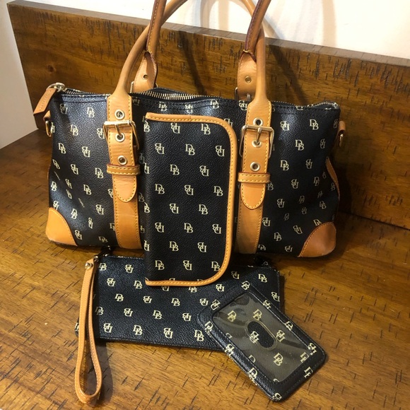 Dooney & Bourke Black and Tan Monogram Men's Bag Set - Picture 1 of 1